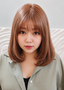 高雄染髮推薦-女生奶茶髮色，低調自然的棕色調搭配柔和光澤呈現質感髮色